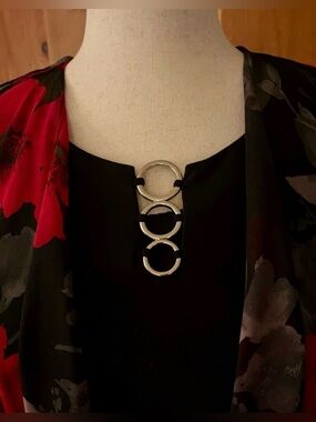 Smart Dressing. Complete Outfit. Sheer attached overlay on black bodice. 16P